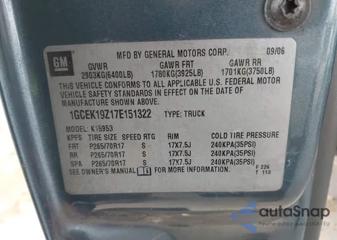 2007 Chevrolet Silverado 1500 Classic Lt1 z USA, uszkodzony, nr VIN 1GCEK19Z17E151322